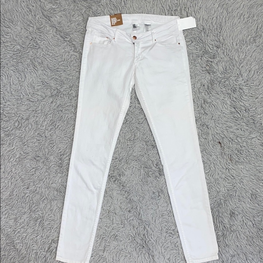 H&M White Skinny Low Waist Denim Jeans 30/32 4 New